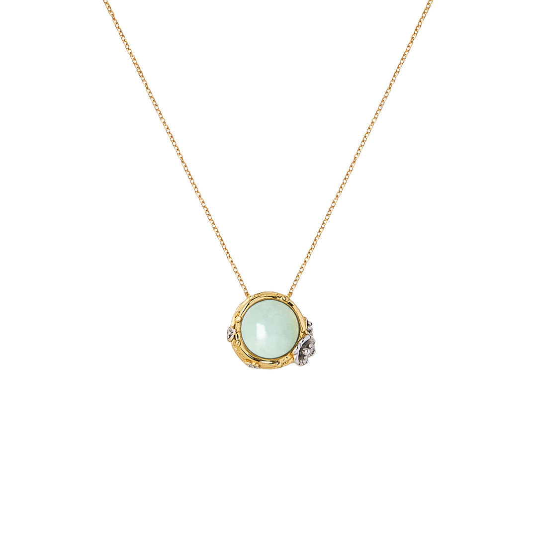 Jadeite Halo Necklace in Gold and Rhodium