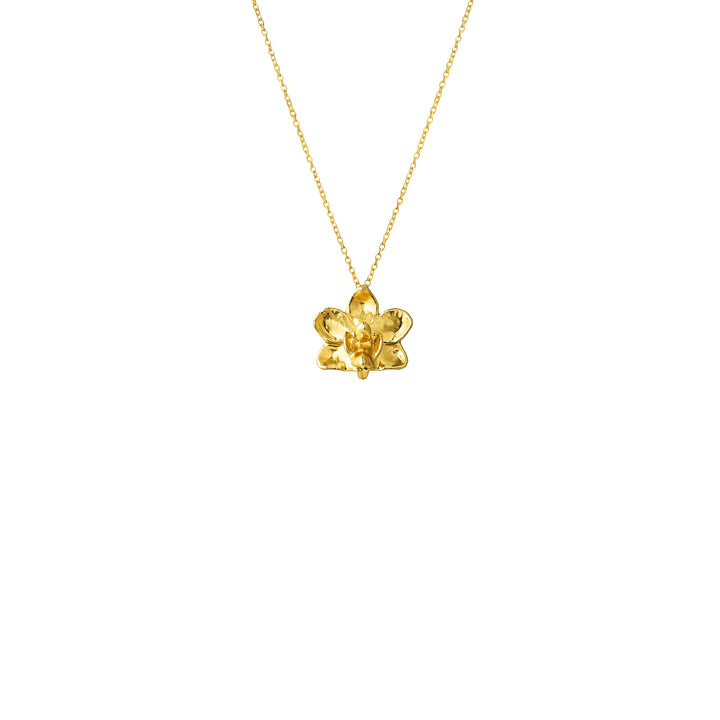 Layered Orchid Necklace in Gold with Keshi Pearls