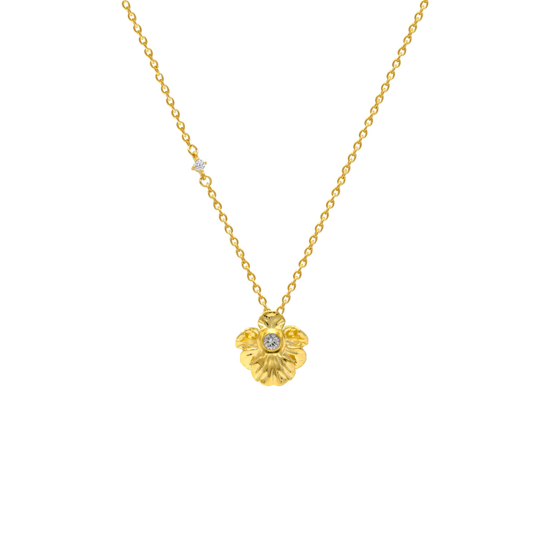 RISIS Dainty Vanda Necklace,  925 Sterling Silver encapsulated in 18K Gold with White Topaz