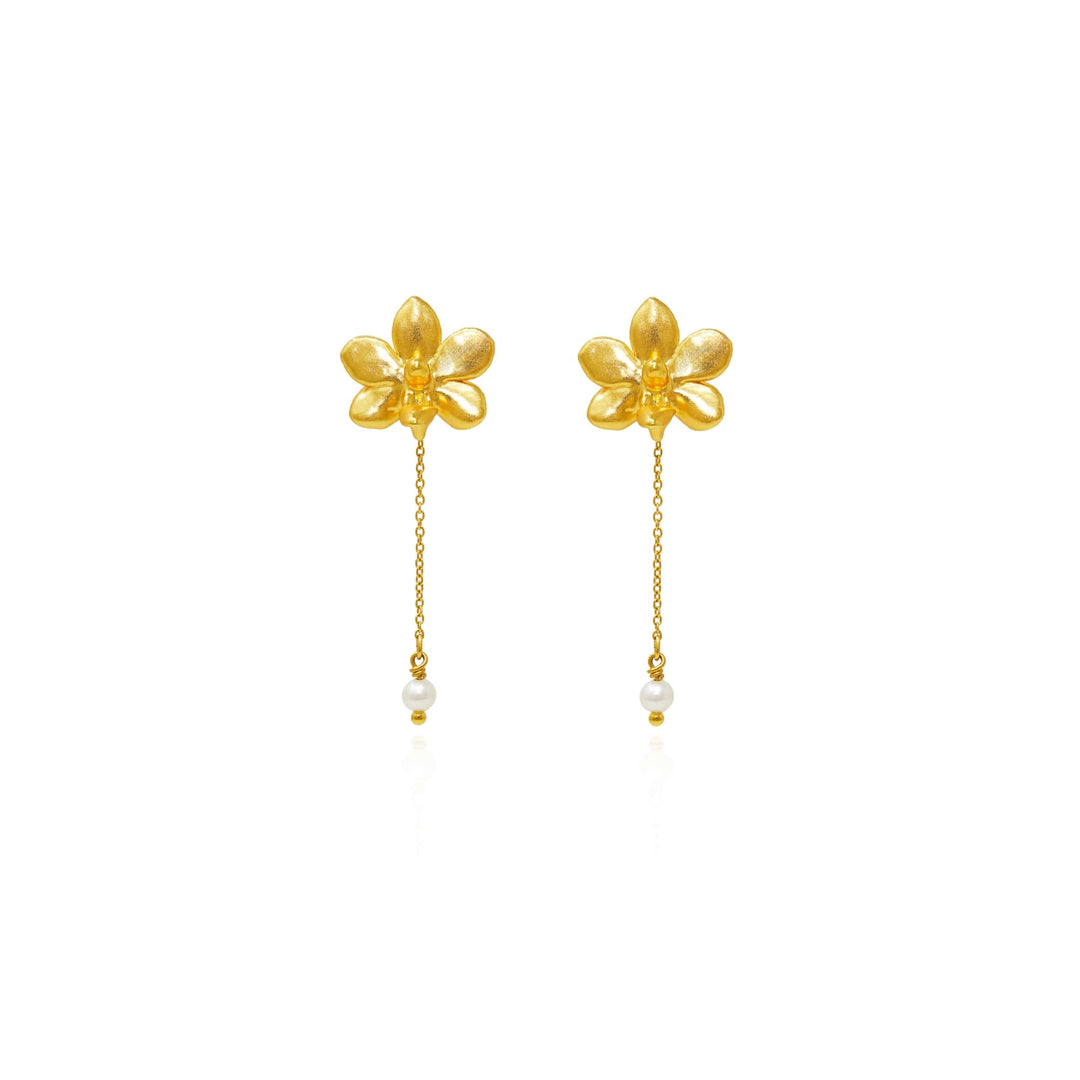 Doritaenopsis Orchid Earrings with Pearls - - RISIS