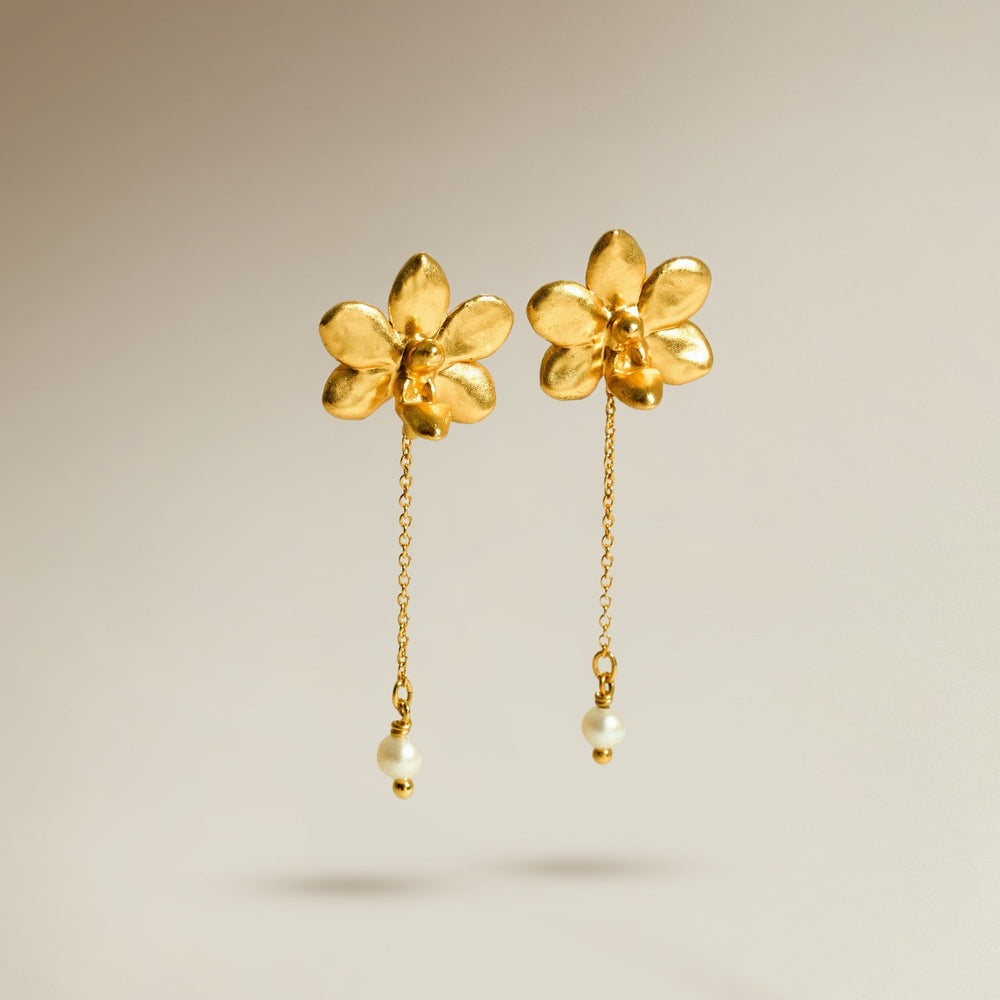 Doritaenopsis Orchid Earrings with Pearls - - RISIS