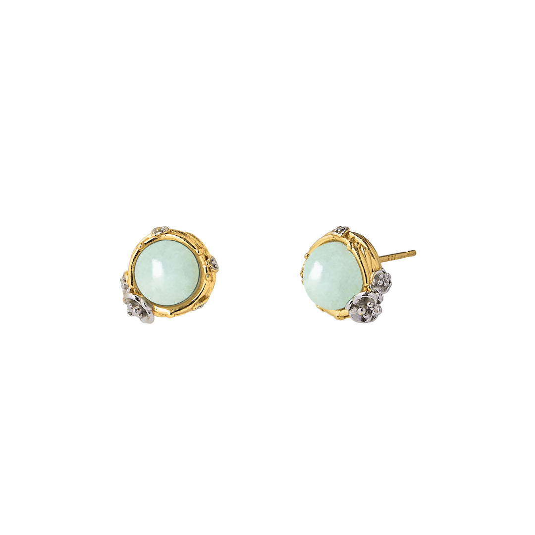 Jadeite Halo Earrings in Gold and Rhodium