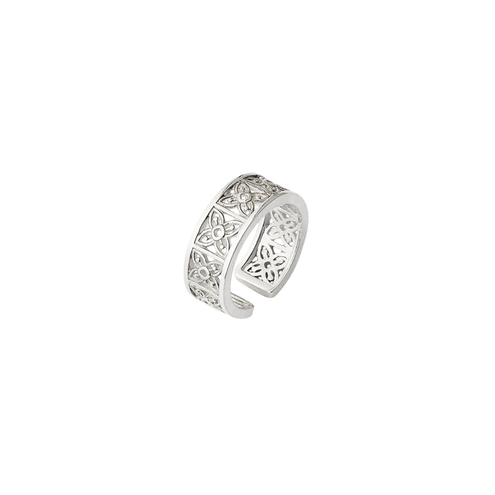 Peranakan Relic - Straits Petal Ring in Rhodium