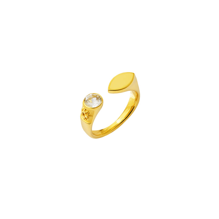 Peranakan Marquise Ring in Gold with White Topaz