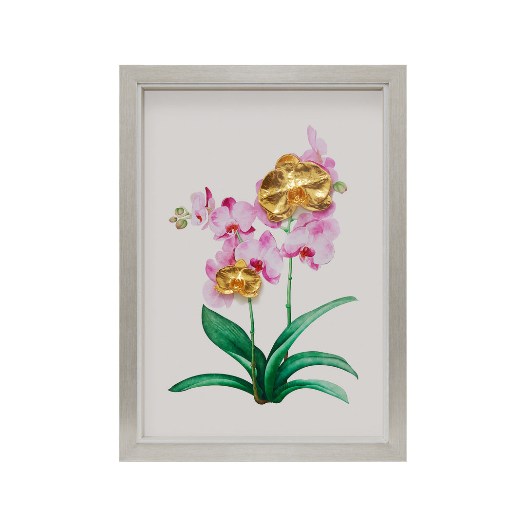 RISIS Golden Phalaenopsis Orchid Painting, Natural Phalaenopsis Orchids encapsulated in 24K Swiss Gold