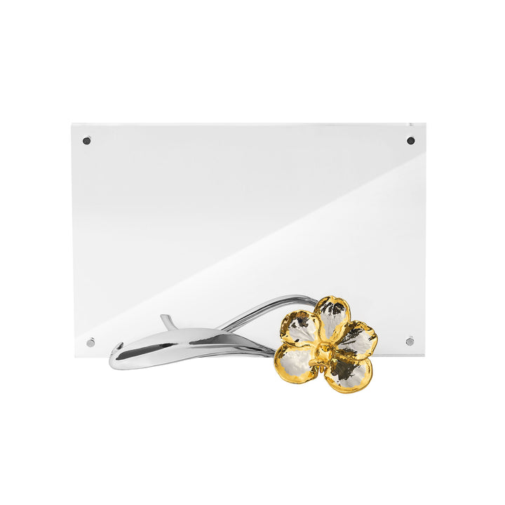 RISIS Vanda Orchid Decor/Frame in 24K Swiss Gold and Palladium with Pewter Leaf