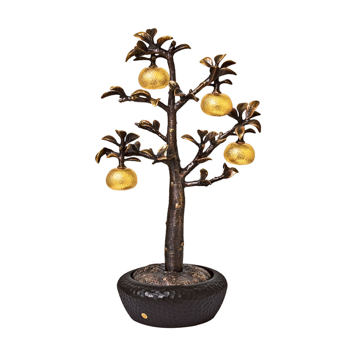 RISIS Four Blessings Tangerine Bonsai, Encapsulated in 24K Swiss Gold on a designer pot