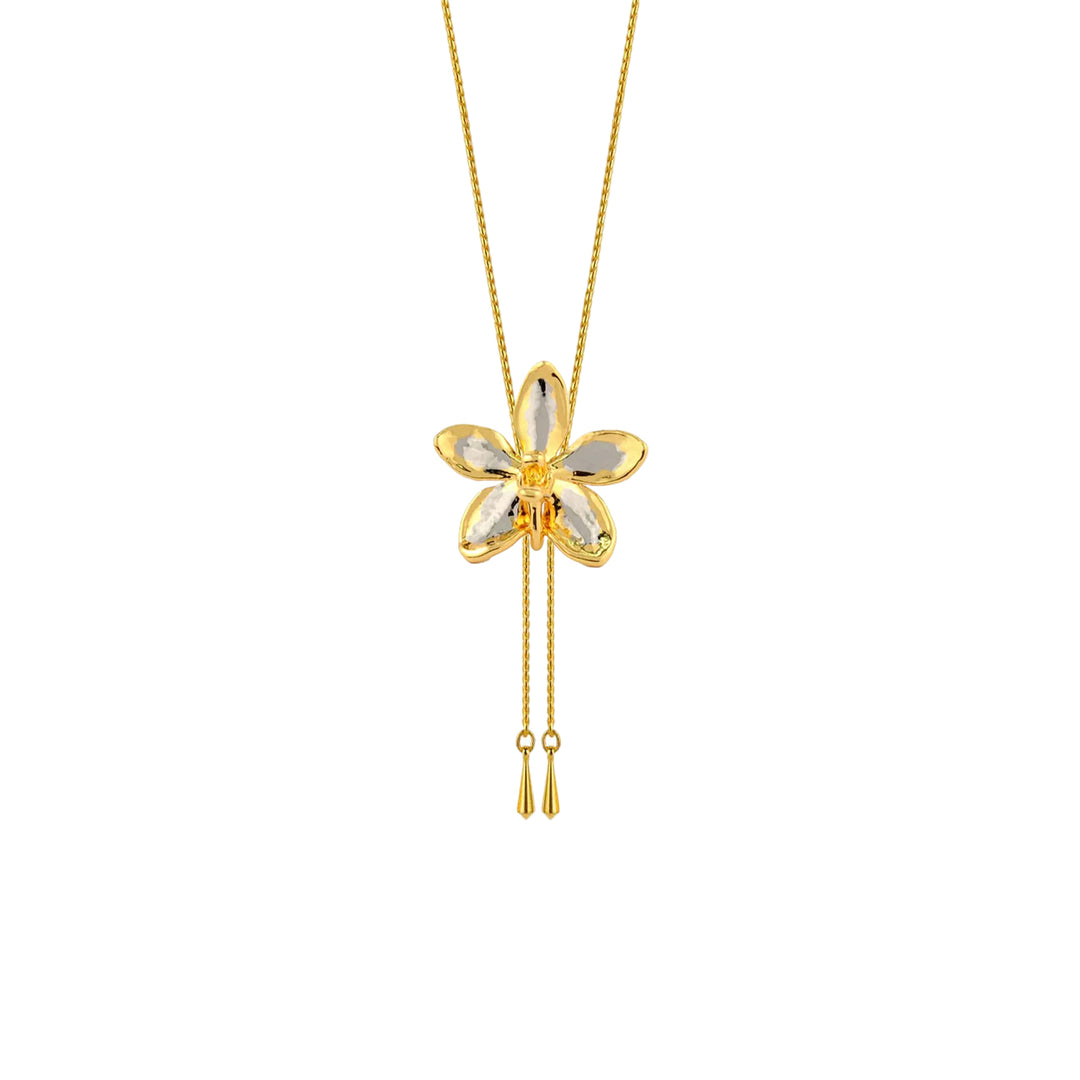 RISIS Aeridovanda Vieng Ping Orchid Long Slider Necklace in 24K Gold & Palladium