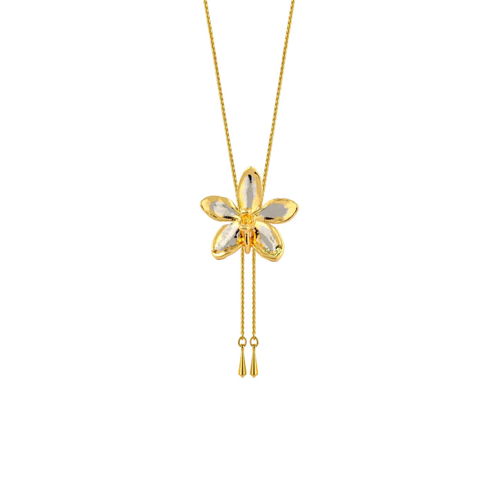 RISIS Aeridovanda Vieng Ping Orchid Long Slider Necklace in 24K Gold & Palladium