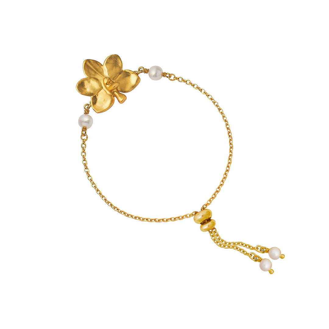 RISIS Ascocenda Bloomlet Bracelet In 24K Gold with Pearls