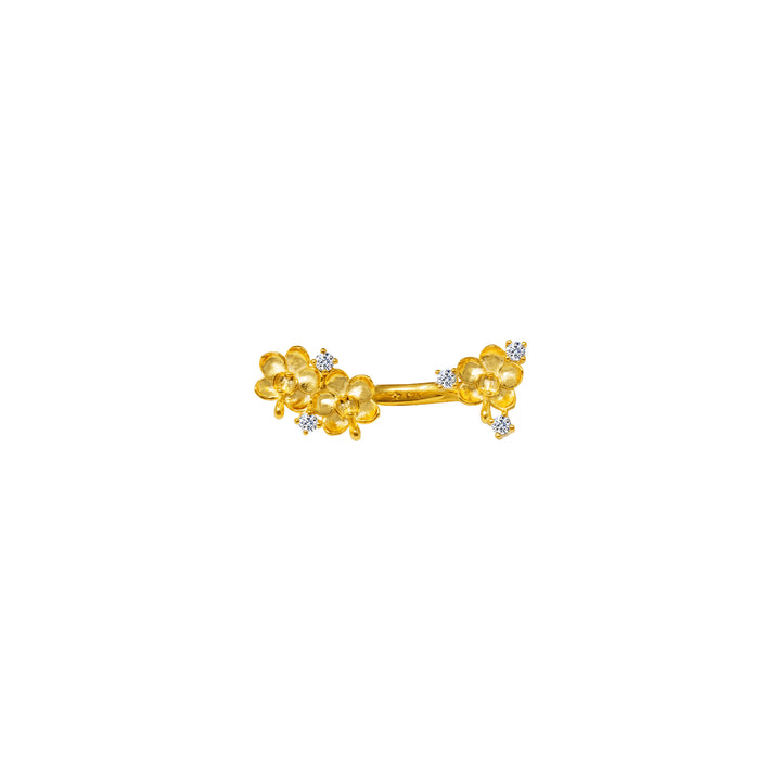 RISIS Ascocenda Garden Ring 925 Silver encapsulated in 18K Gold with White Topaz