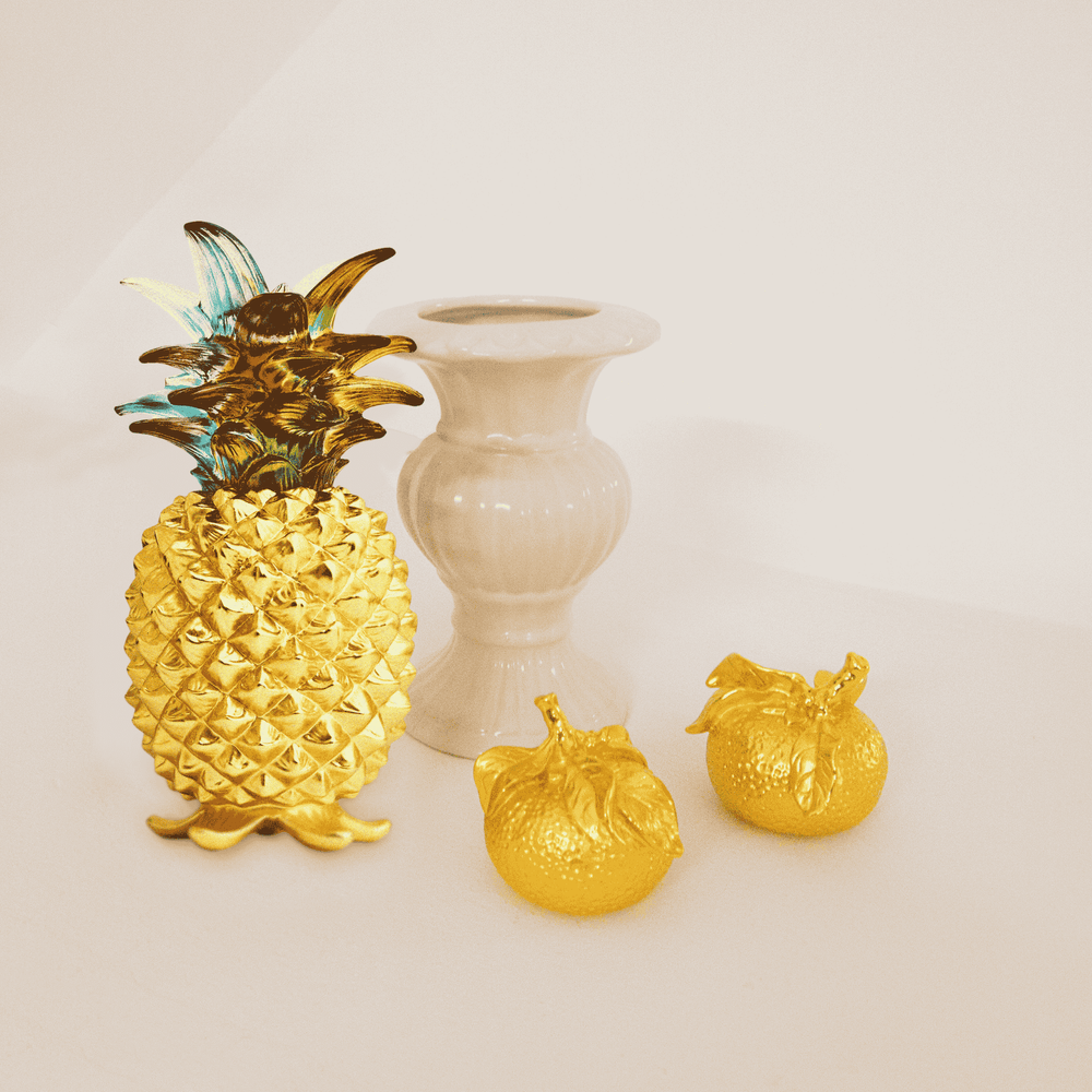 RISIS Auspicious Pineapple with Liu Li II, encapsulated in 24K Swiss Gold with Liu Li