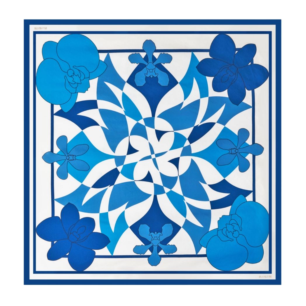 RISIS Blue Orchid Silk Scarf