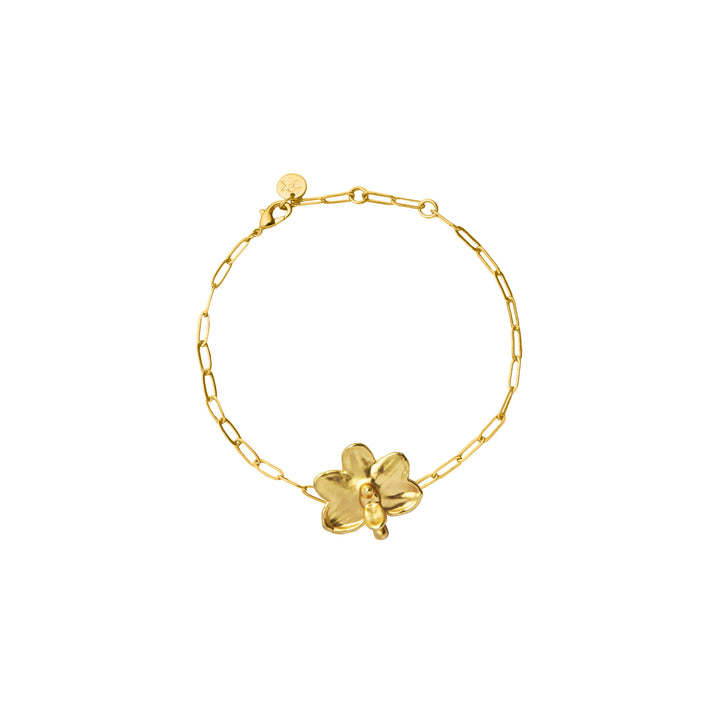 RISIS Bracelet, Natural Petite Ascocenda Orchid encapsulated in 24K Swiss Gold