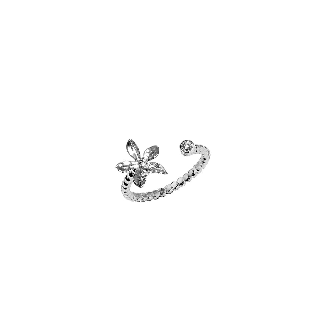 RISIS Dainty Ascocenda, 925 Silver encapsulated in Rhodium with Cubic Zirconia