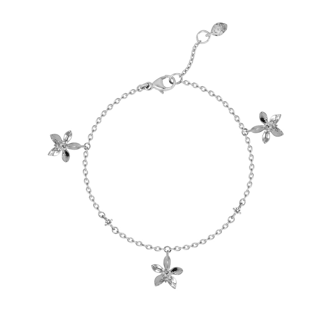 RISIS Dainty Vanda Bracelet, 925 Sterling Silver encapsulated in 18K Gold with White Topaz