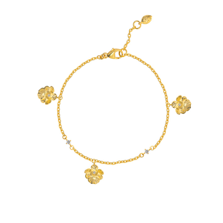 RISIS Dainty Vanda Bracelet, 925 Sterling Silver encapsulated in 18K Gold with White Topaz