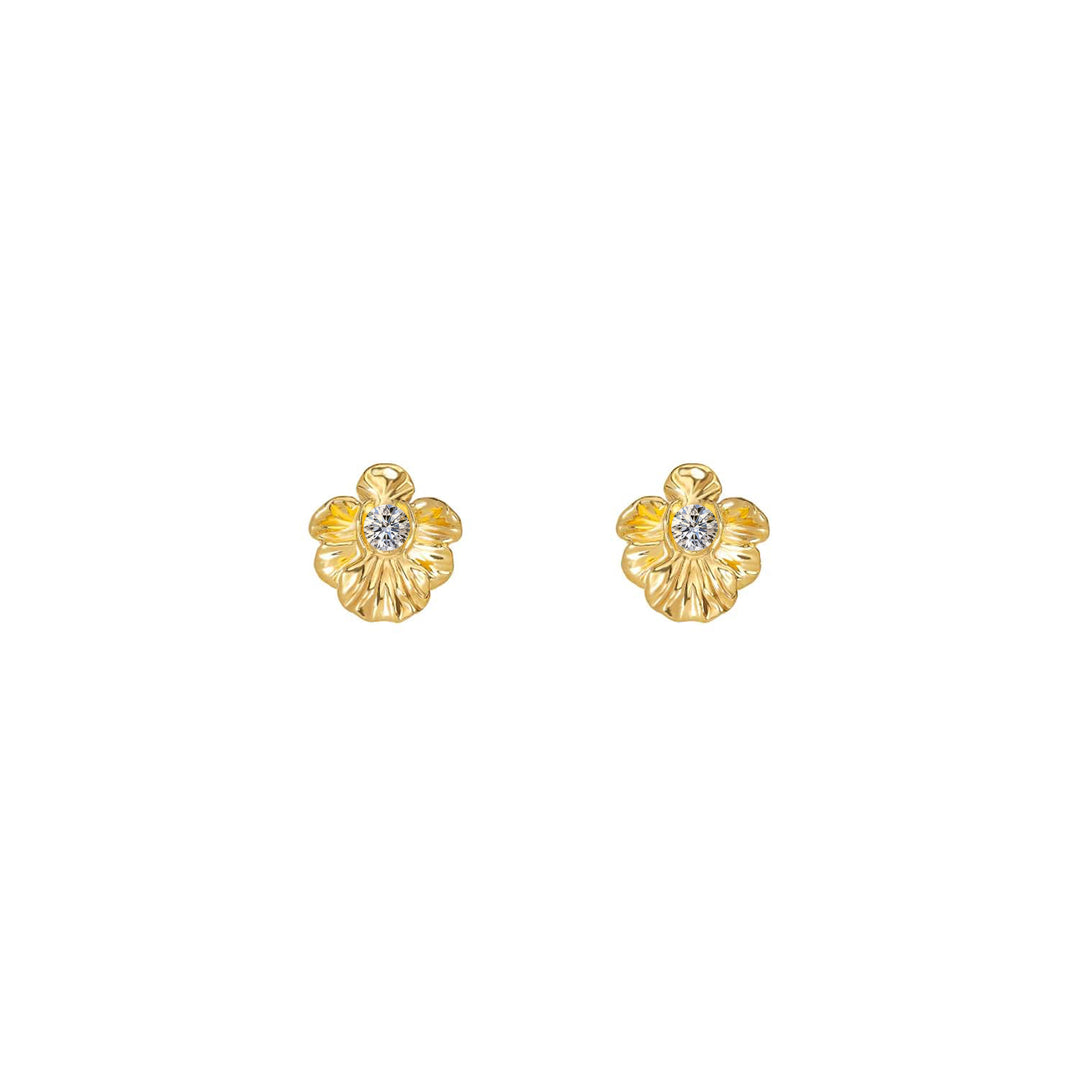 RISIS Dainty Vanda Earrings 925 Sterling Silver encapsulated in 18K Gold with White Topaz