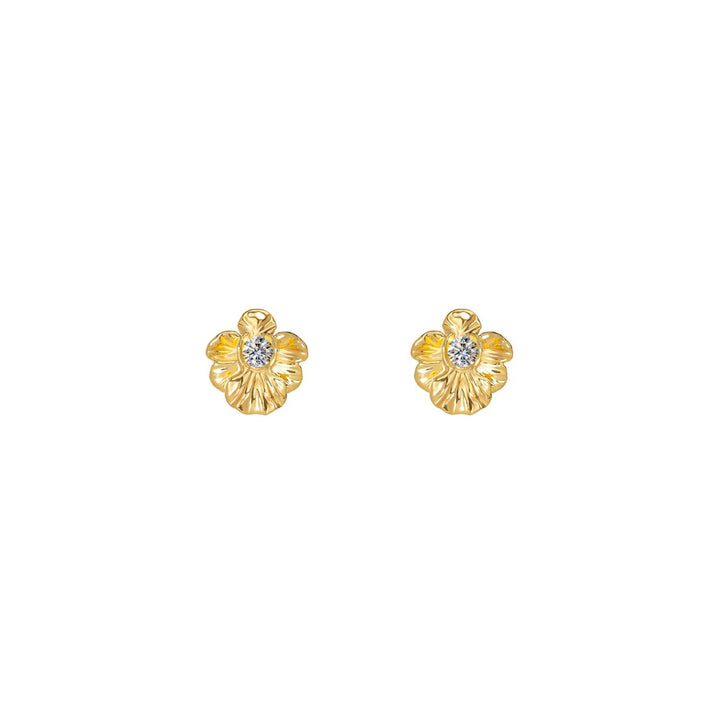 RISIS Dainty Vanda Earrings 925 Sterling Silver encapsulated in 18K Gold with White Topaz