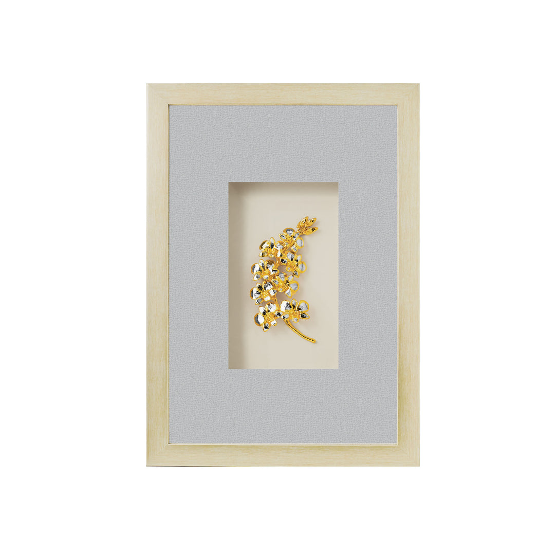 RISIS Dendrobium Orchid Spray Frame, Natural Dendrobium Pinky Orchid Spray encapsulated in 24K Swiss Gold and Palladium