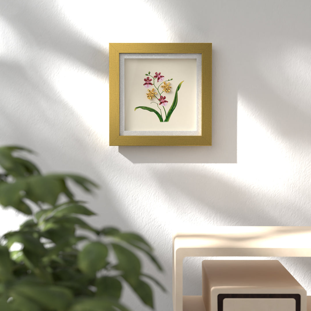 RISIS Designer Frame - Natural Oncidium Sharry Baby Orchid encapsulated in 24K Swiss Gold