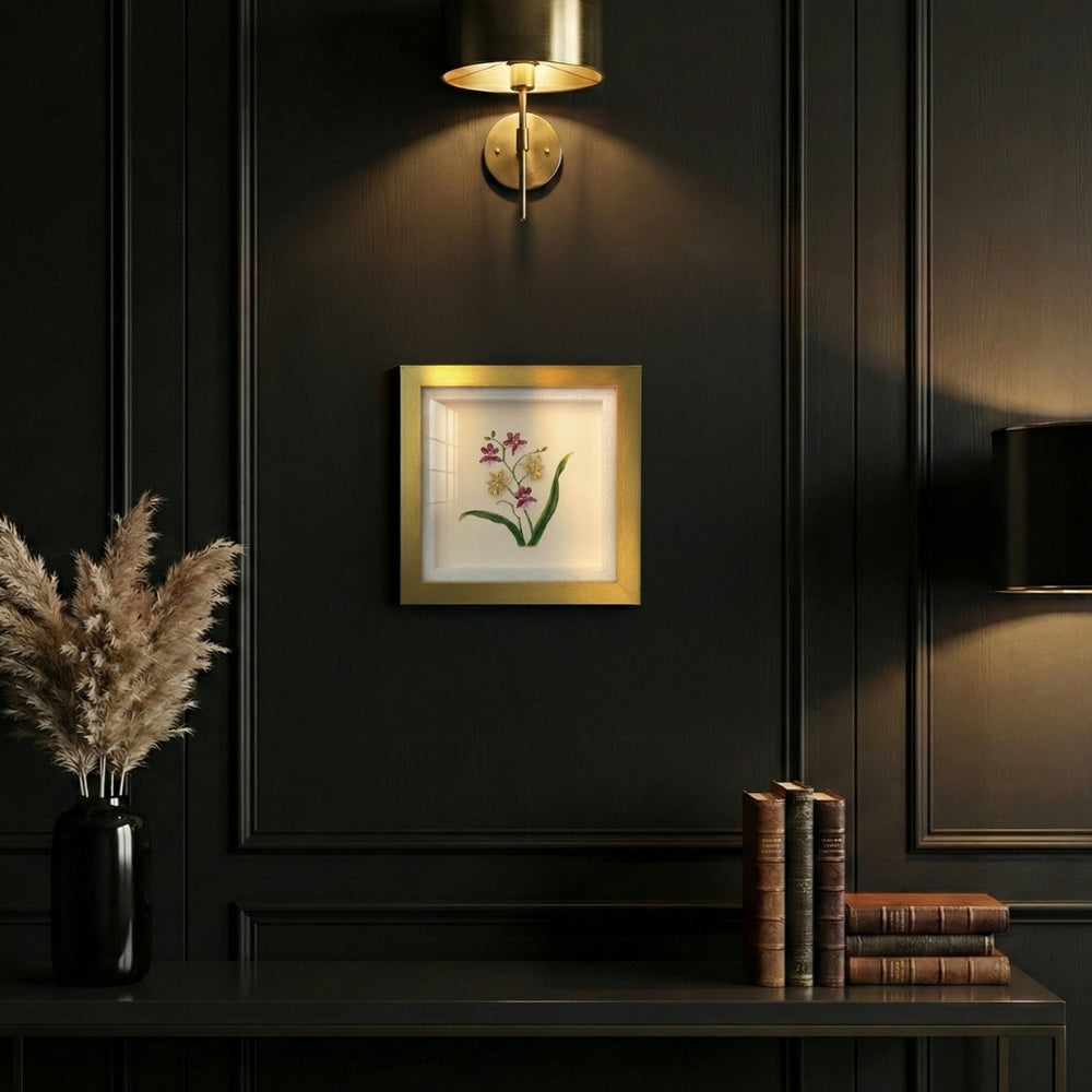 RISIS Designer Frame - Natural Oncidium Sharry Baby Orchid encapsulated in 24K Swiss Gold