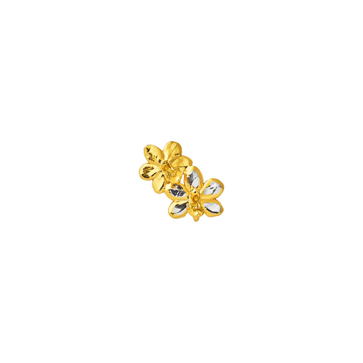 RISIS Doritaenopsis Orchid Climber Earring, Natural Doritaenopsis Pulcherima Orchid encapsulated in 24K Swiss Gold and Palladium