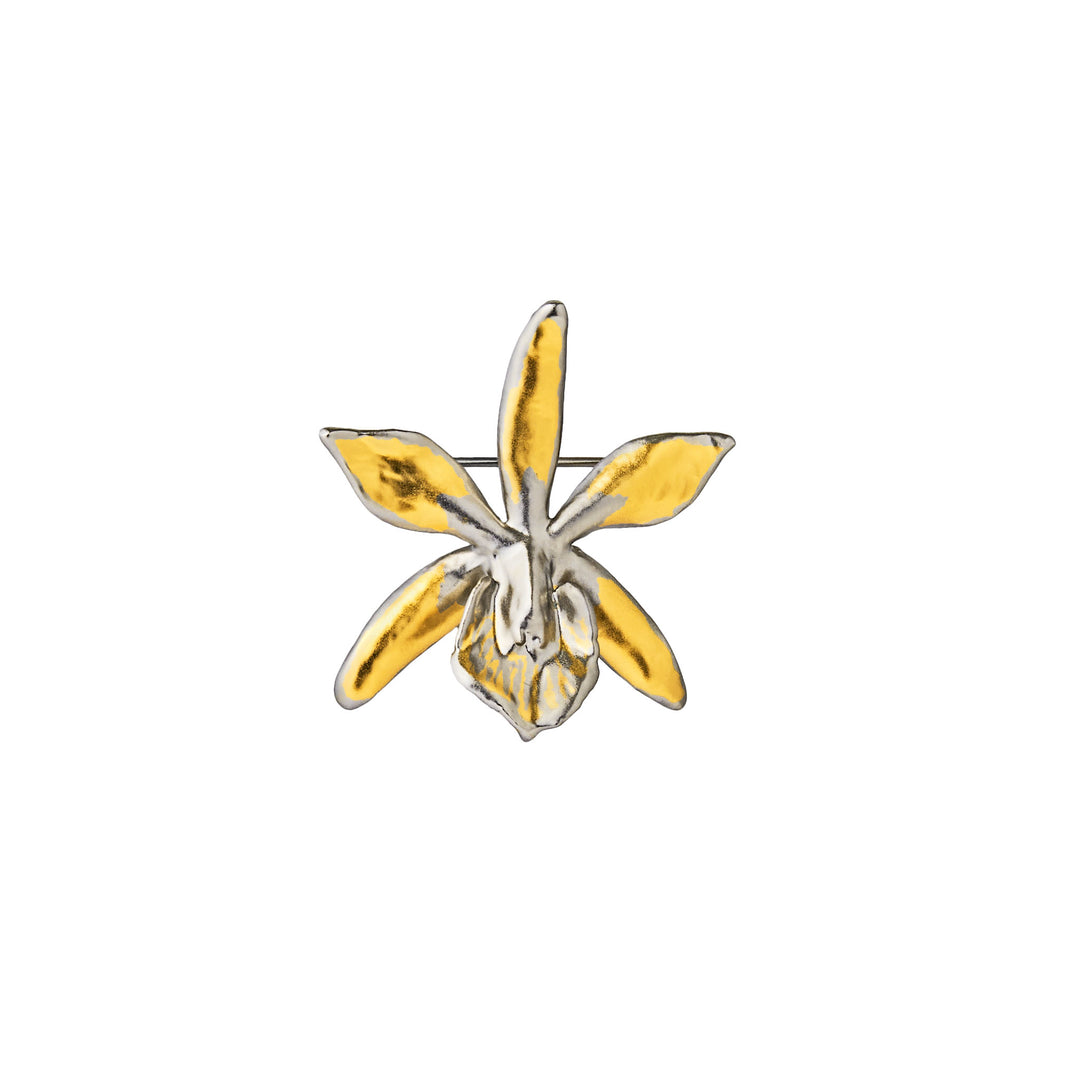 RISIS Encyclia Orchid Brooch in 24K Swiss Gold and Palladium
