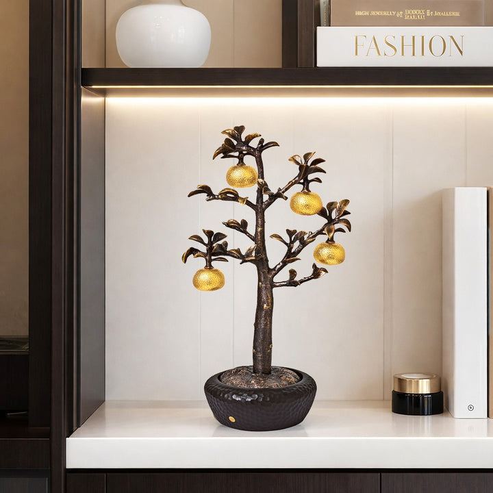 RISIS Four Blessings Tangerine Bonsai, Encapsulated in 24K Swiss Gold on a designer pot