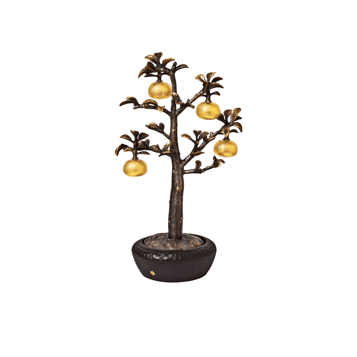 RISIS Four Blessings Tangerine Bonsai, Encapsulated in 24K Swiss Gold on a designer pot