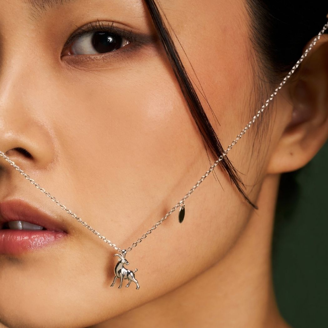 RISIS G.O.A.T Necklace, 925 Sterling Silver Encapsulated in Rhodium with Moissanite