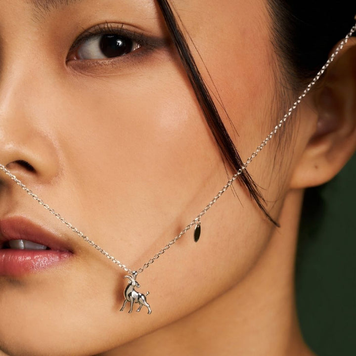 RISIS G.O.A.T Necklace, 925 Sterling Silver Encapsulated in Rhodium with Moissanite