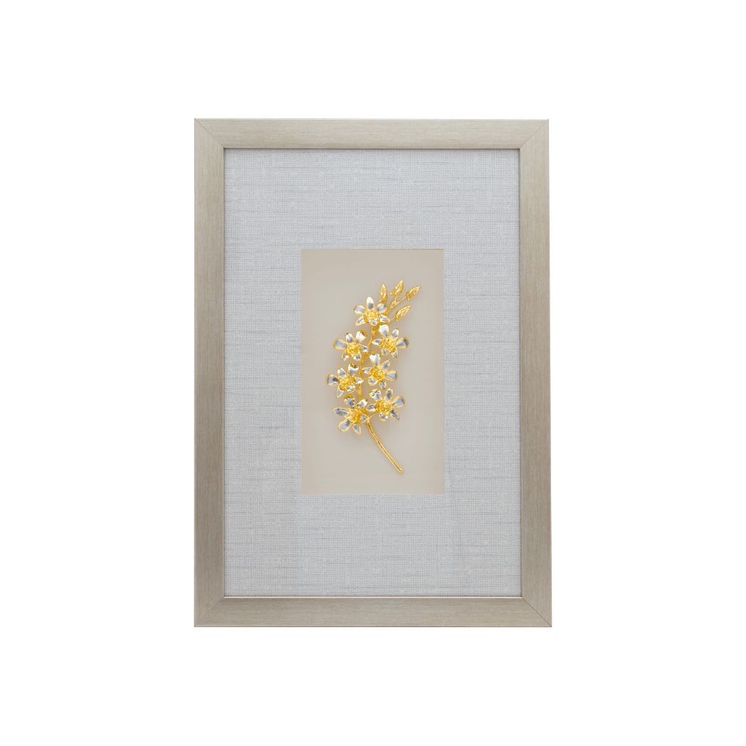 RISIS Graceful Dendrobium Orchids on Vine Frame in 24K gold & Palladium