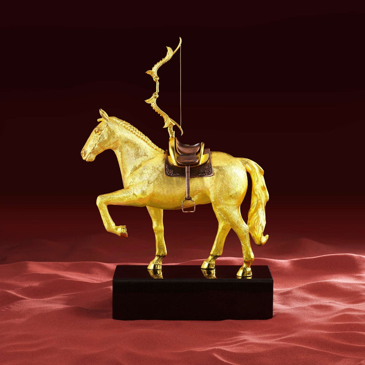 RISIS 24K Gold Horse Sculpture – AURION, Steed of Kings - encapsulated in 24K Swiss Gold on Granite base
