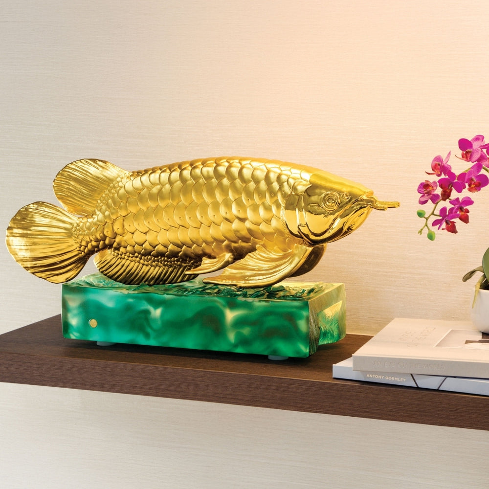 RISIS Majestic Arowana Encapsulated in 24K Swiss Gold on Liu Li Base