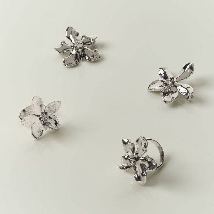 RISIS Natural Orchid Rings In Palladium Silver