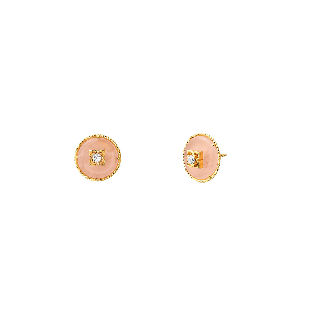 RISIS NyonyaBelle Earrings In Gold, 925 Sterling Silver encapsulated in 18K Gold with Rose Quartz and White Topaz