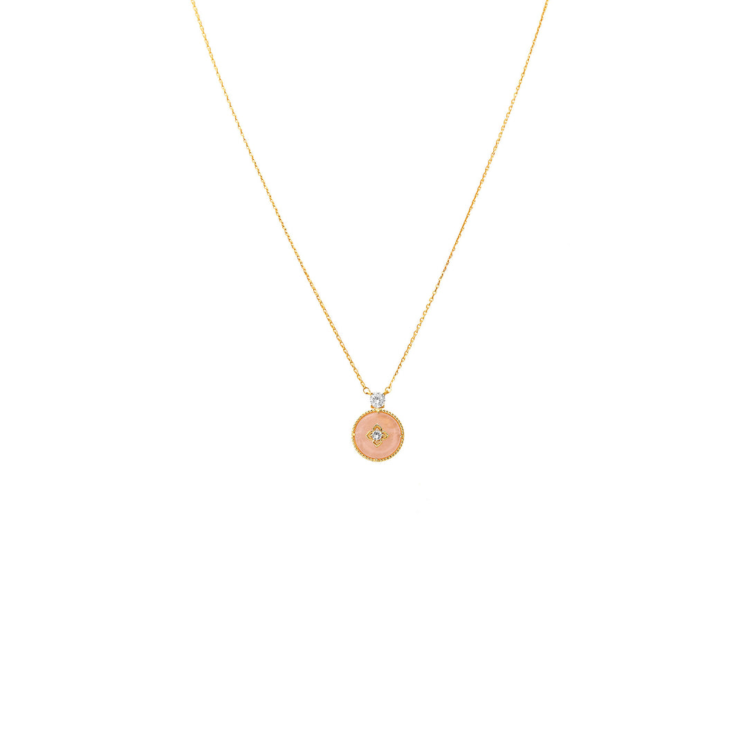 RISIS NyonyaBelle Necklace In Gold, 925 Sterling Silver encapsulated in 18K Gold with Rose Quartz and White Topaz