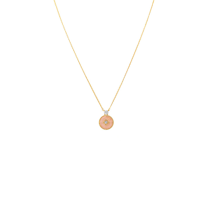 RISIS NyonyaBelle Necklace In Gold, 925 Sterling Silver encapsulated in 18K Gold with Rose Quartz and White Topaz