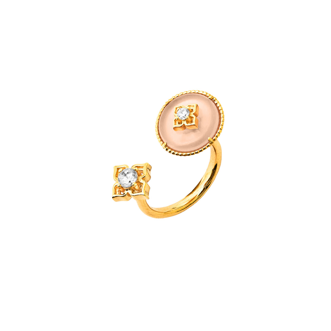 RISIS NyonyaBelle Ring In Gold, 925 Sterling Silver encapsulated in 18K Gold with Rose Quartz and White Topaz