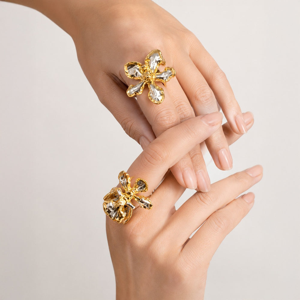 RISIS Oncidium & Vanda Blossom Ring  in 24K Gold and Palladium 