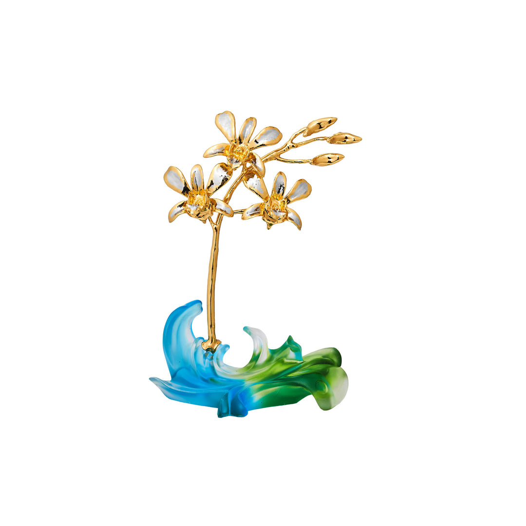 RISIS Orchid Rhapsody in 24K Swiss Gold and Palladium on Blue Liu Li
