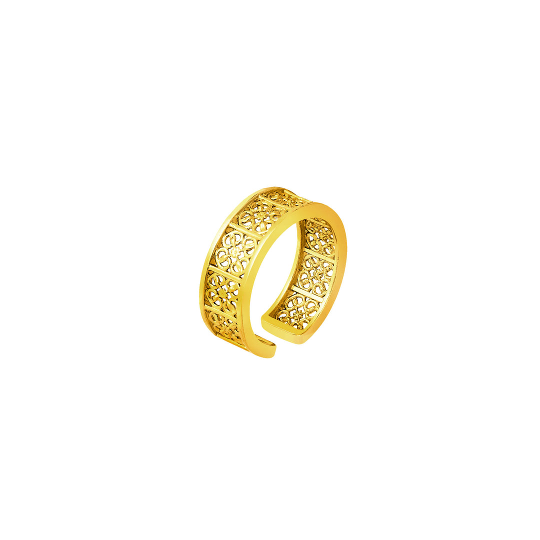 RISIS Peranakan Relic - Lattices Ring, 925 Sterling Silver encapsulated in 24K Swiss Gold