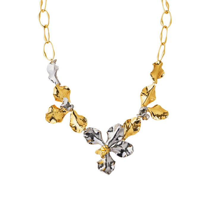 RISIS Re:Born Mosaic Orchid Necklace in 24K Gold and Palladium