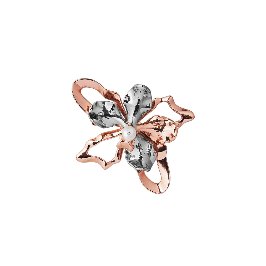 RISIS Re:Born Vanda Orchid Brooch in Copper Rose with Pink Pearl