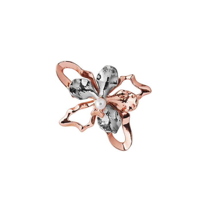 RISIS Re:Born Vanda Orchid Brooch in Copper Rose with Pink Pearl