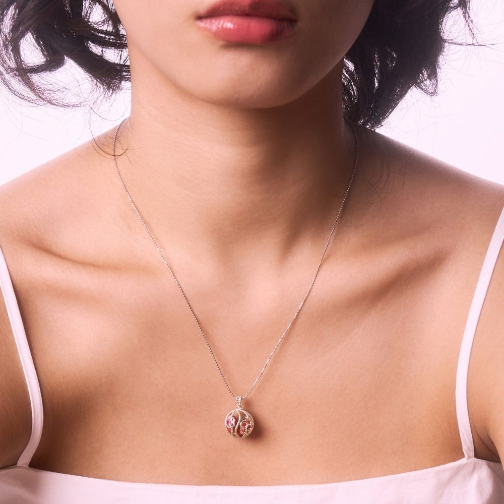 RISIS Seeds of Love Necklace, 925 Sterling Silver Encapsulated in Rhodium with Natural Saga Seeds and Pink Tourmaline Gemstones