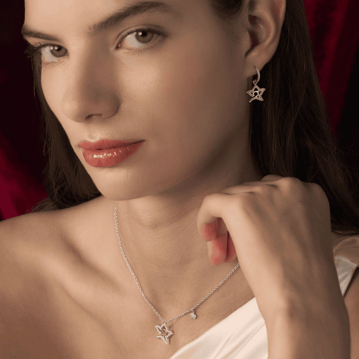 RISIS StarBloom Earrings & Necklace in Rhodium