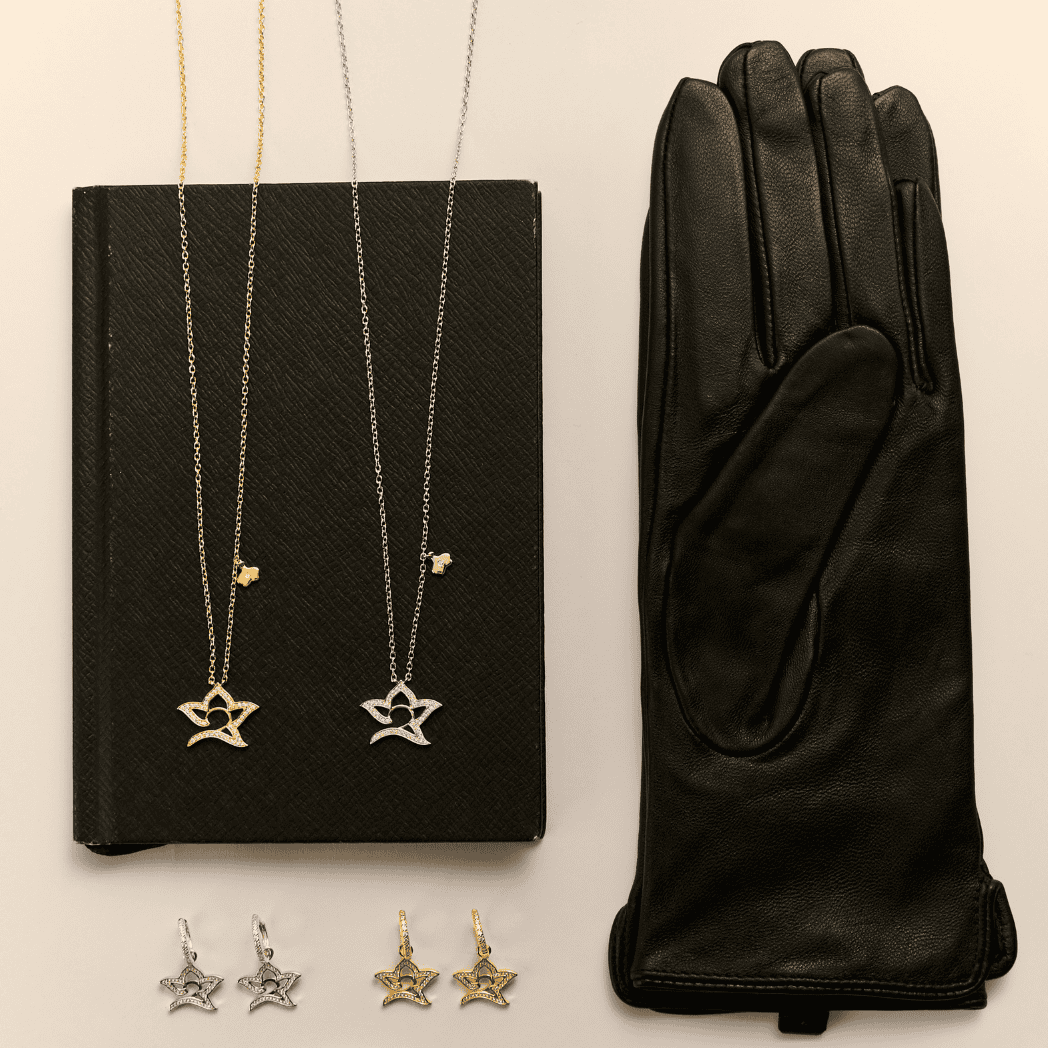 RISIS StarBloom Earrings & Necklace in Rhodium