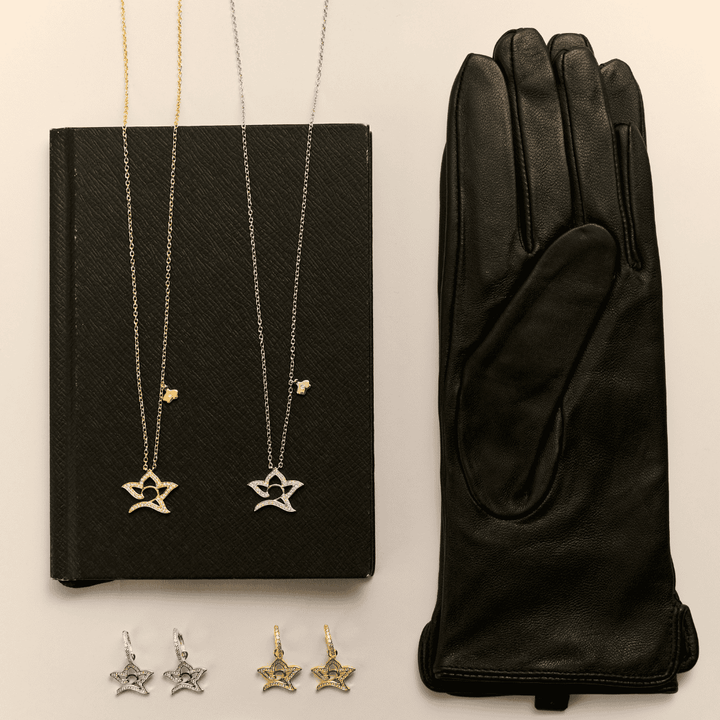 RISIS StarBloom Earrings & Necklace in Rhodium